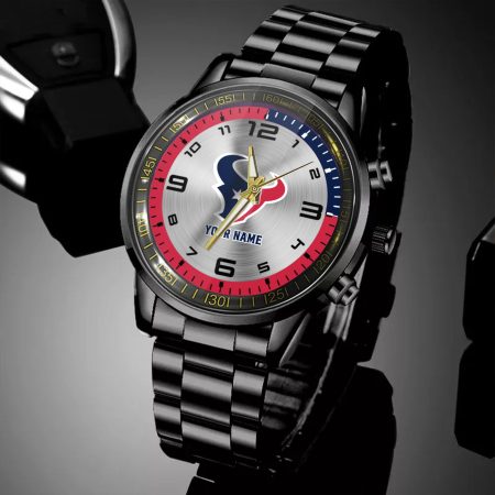Houston Texans NFL Personalized Black Hand Watch Gifts For Fans