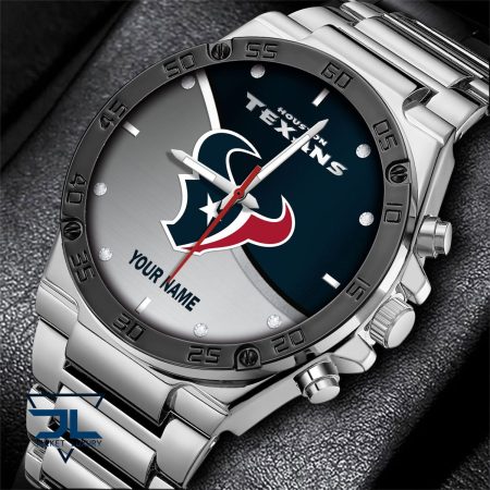 Houston Texans NFL Personalized Black Hand Watch Gifts For Fans