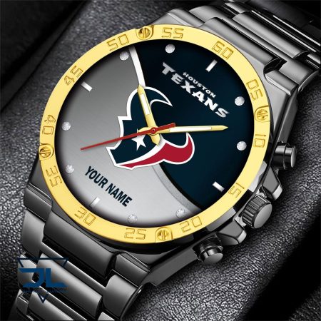 Houston Texans NFL Personalized Black Hand Watch Gifts For Fans