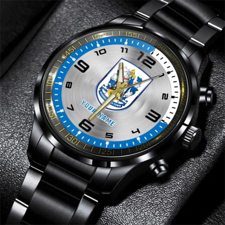 Huddersfield Town EFL Personalized Black Stainless Steel Hand Watch For Fan