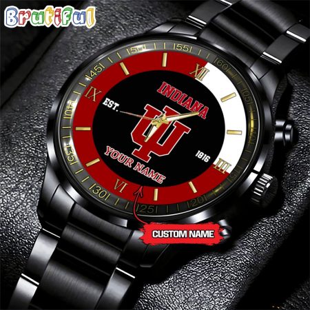 Indiana Hoosiers NCAA Personalized Black Hand Watch For Fans