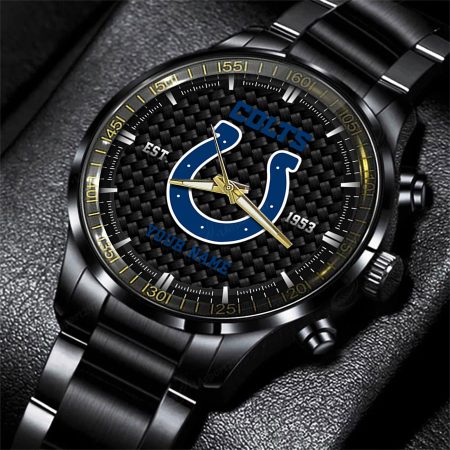 Indianapolis Colts NFL Black Fashion Hand Watch Custom Your Name Gift For Fan