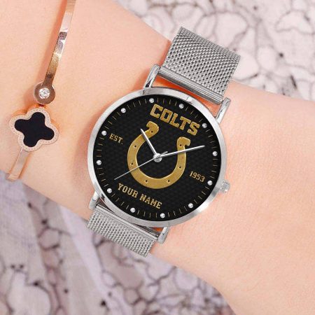 Indianapolis Colts NFL Black Fashion Watch Custom Your Name