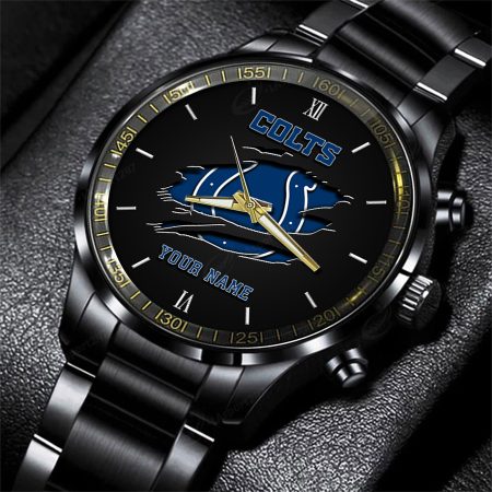 Indianapolis Colts NFL Personalized Black Fashion Watch For Football Lovers For Fan