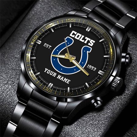 Indianapolis Colts NFL Personalized Black Fashion Watch Gifts For Fans