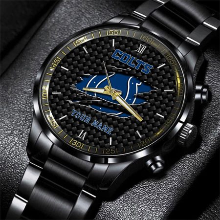 Indianapolis Colts NFL Personalized Sport Black Fashion Watch For Fan