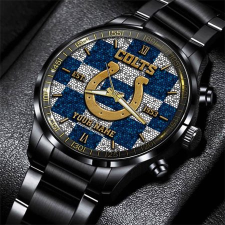 Indianapolis Colts NFL Personalized Sport Black Watch Gifts For Fans
