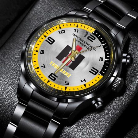 International Harvester Tractor Personalized Black Stainless Steel Hand Watch For Fan