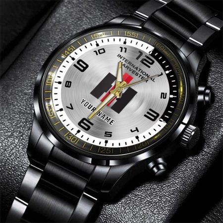 International Harvester Tractor Personalized Black Stainless Steel Hand Watch For Fan