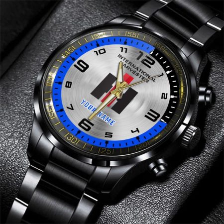 International Harvester Tractor Personalized Black Stainless Steel Hand Watch For Fan
