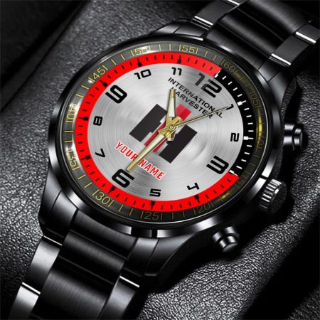 International Harvester Tractor Personalized Black Stainless Steel Hand Watch For Fan