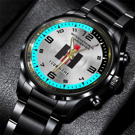 International Harvester Tractor Personalized Black Stainless Steel Hand Watch For Fan