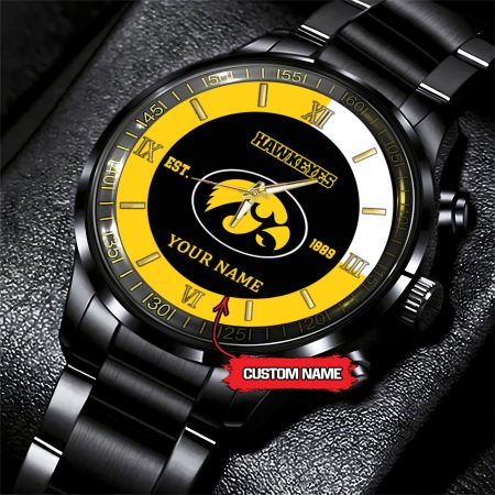 Iowa Hawkeyes NCAA Personalized Black Hand Watch For Fans