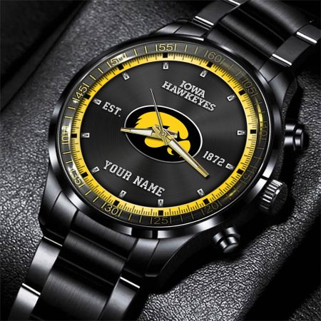 Iowa Hawkeyes NCAA Personalized Black Style Hand Watch Gifts For Fan