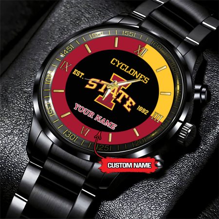 Iowa State Cyclones NCAA Personalized Black Hand Watch For Fans