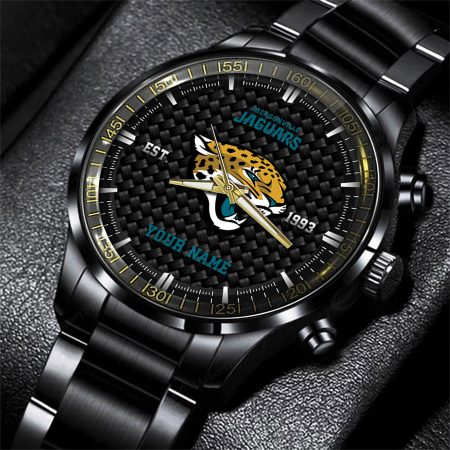 Jacksonville Jaguars NFL Black Fashion Hand Watch Custom Your Name Gift For Fan