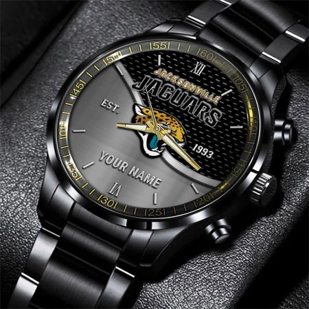 Jacksonville Jaguars NFL Black Fashion Hand Watch Custom Your Name Gift For Fan