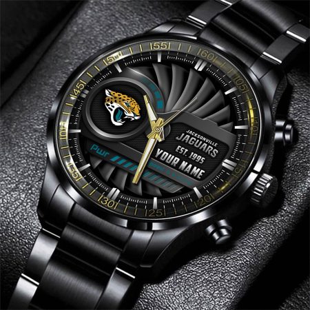 Jacksonville Jaguars NFL Black Fashion Watch Custom Your Name