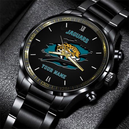 Jacksonville Jaguars NFL Personalized Black Fashion Watch For Football Lovers For Fan