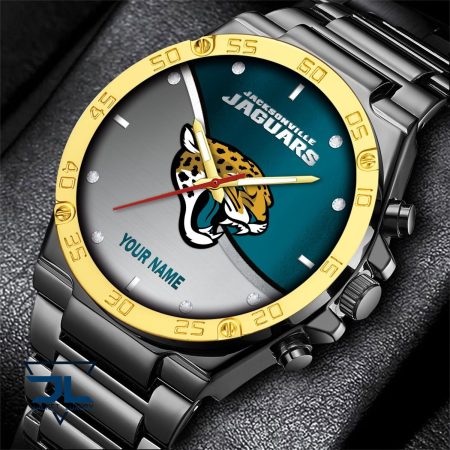 Jacksonville Jaguars NFL Personalized Black Hand Watch Gifts For Fans