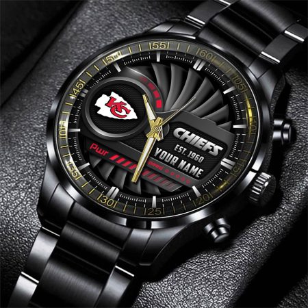 Kansas City Chiefs NFL Black Fashion Watch Custom Your Name