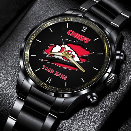Kansas City Chiefs NFL Personalized Black Fashion Watch For Football Lovers For Fan