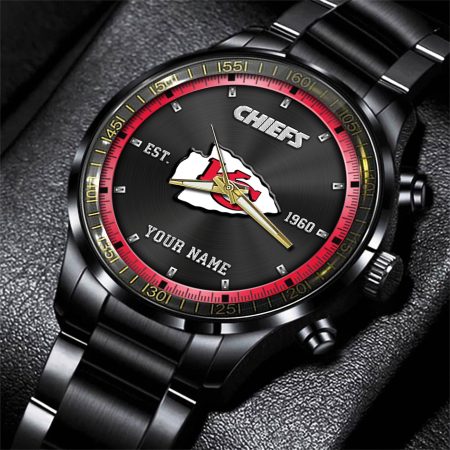 Kansas City Chiefs NFL Personalized Black Fashion Watch Gifts For Fans