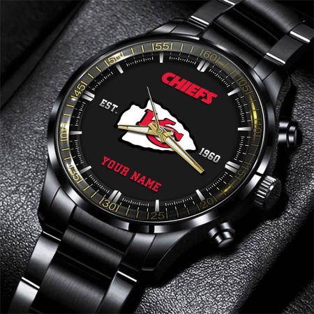 Kansas City Chiefs NFL Personalized Black Fashion Watch Gifts For Fans