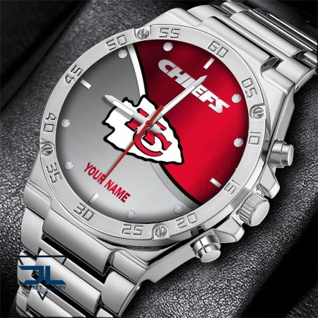 Kansas City Chiefs NFL Personalized Black Hand Watch Gifts For Fans