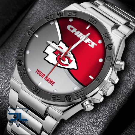 Kansas City Chiefs NFL Personalized Black Hand Watch Gifts For Fans