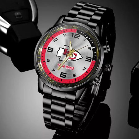 Kansas City Chiefs NFL Personalized Black Hand Watch Gifts For Fans