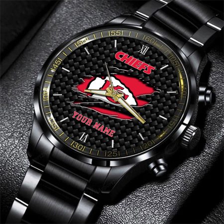 Kansas City Chiefs NFL Personalized Sport Black Fashion Watch For Fan