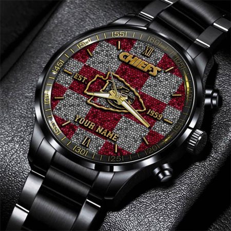 Kansas City Chiefs NFL Personalized Sport Black Watch Gifts For Fans