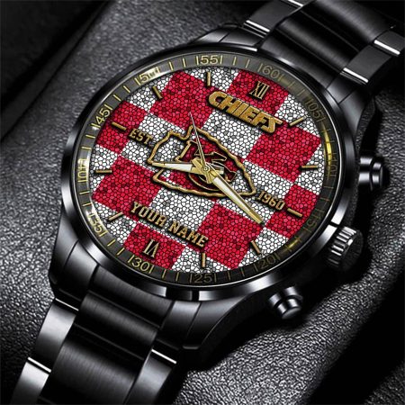Kansas City Chiefs NFL Personalized Sport Black Watch Gifts For Fans