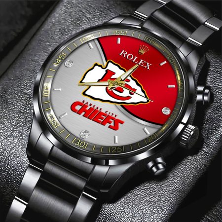 Kansas City Chiefs NFL x Rolex Black Stainless Steel Watch Gift For Fan