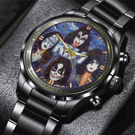 Kiss Band Music Black Stainless Steel Watch Gift For Fan