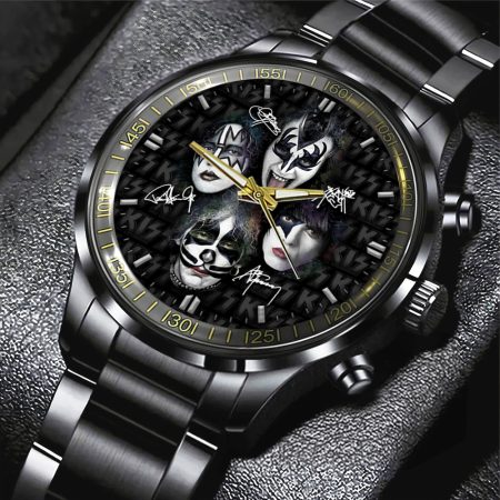 Kiss Band Music Black Stainless Steel Watch Gift For Fan
