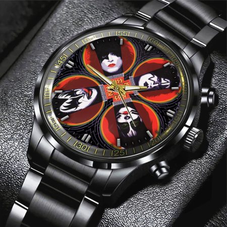 Kiss Band Music Black Stainless Steel Watch Gift For Fan