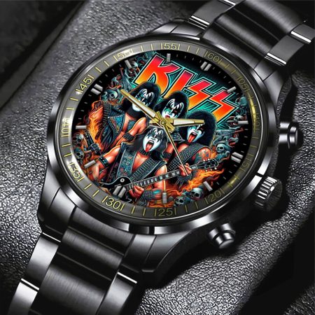 Kiss Band Music Black Stainless Steel Watch Gift For Fan