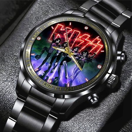 Kiss Band Music Black Stainless Steel Watch Gift For Fan