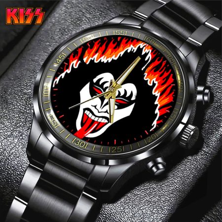 Kiss Band Music Black Stainless Steel Watch Gift For Fan