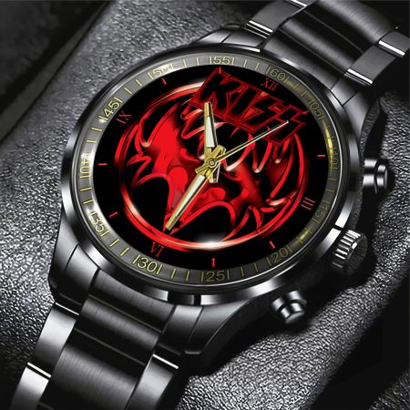 Kiss Band Music Black Stainless Steel Watch Gift For Fan