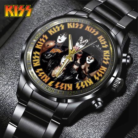 Kiss Band Music Black Stainless Steel Watch Gift For Fan