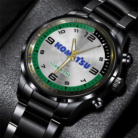 Komatsu Tractor Personalized Black Stainless Steel Hand Watch For Fan