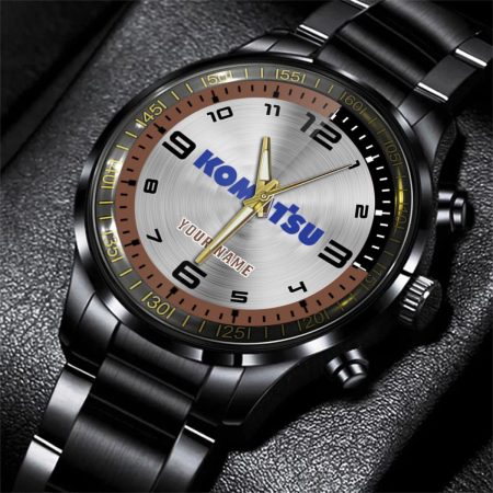 Komatsu Tractor Personalized Black Stainless Steel Hand Watch For Fan