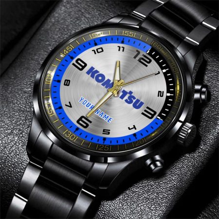 Komatsu Tractor Personalized Black Stainless Steel Hand Watch For Fan