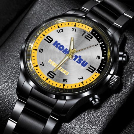 Komatsu Tractor Personalized Black Stainless Steel Hand Watch For Fan