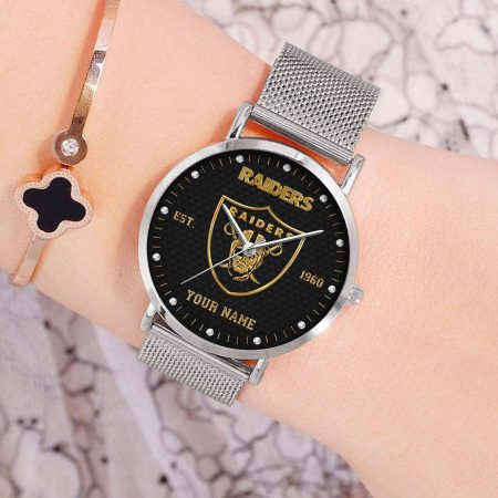 Las Vegas Raiders NFL Black Fashion Watch Custom Your Name