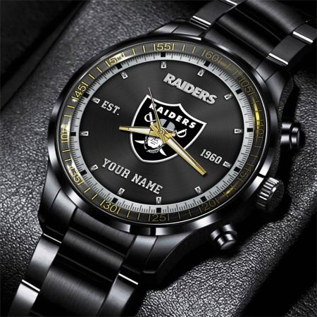 Las Vegas Raiders NFL Personalized Black Fashion Watch Gifts For Fans