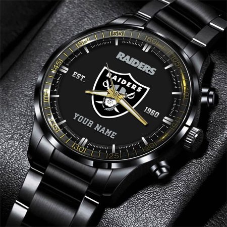 Las Vegas Raiders NFL Personalized Black Fashion Watch Gifts For Fans